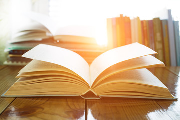 Open book on the table symbol of knowledge