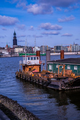 Naklejka premium Old ship in the Hamburg Harbor