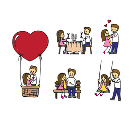 Vector of hand draw couple dating for valentine