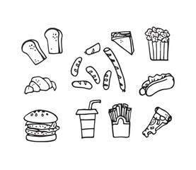 Vector of hand draw fast food concept
