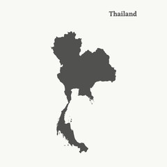 Outline map of Thailand. vector illustration.