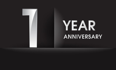 Fototapeta premium one years Anniversary celebration logo, flat design isolated on black background, vector elements for banner, invitation card for celebrating 1st birthday party