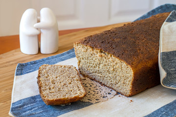 Homemade bread on a linen towel