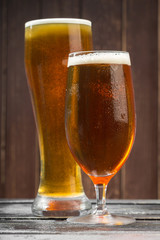 beer glass on a wooden background
