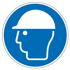Gebotsschild M014 Kopfschutz benutzen, vektor illustration