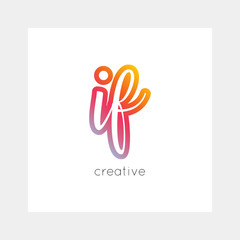 IF logo, vector. Useful as branding, app icon, alphabet combination, clip-art.