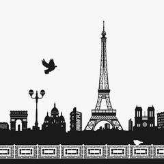Fototapeta na wymiar Vector Silhouette of the Eiffel Tower