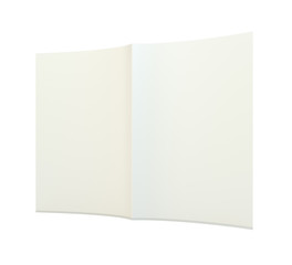 Blank folded leaflet white paper. 3d rendering. white background
