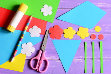 Creating paper crafts for mother's day or birthday. Step. Cut details to making a paper bouquet for...