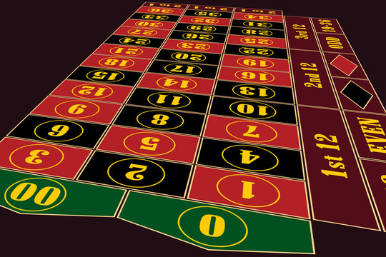 Traditional American Roulette Table perspective vector illustration