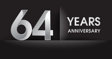 sixty four years Anniversary celebration logo, flat design isolated on black background, vector elements for banner, invitation card for celebrating 64th birthday party