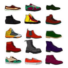 Set of sports and classic shoes eps 10 illustration