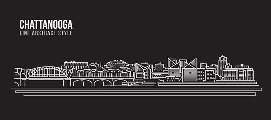Cityscape Building Line art Vector Illustration design - Chattanooga city