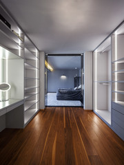 wide empty dressing room, witout clothes