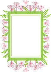 Frame rectangular with abstract plants. Floral decoration.