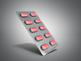 Pills Package Blister 3D illustration on grey