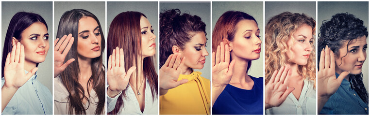 Group of annoyed angry women with bad attitude