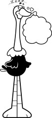 Dreaming Cartoon Ostrich