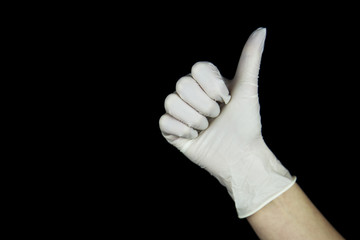 hand with white Glove on black