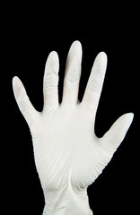 hand with white Glove on black