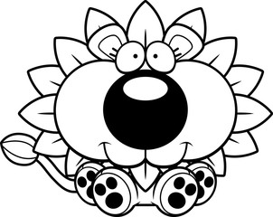 Cartoon Dandelion Lion Sitting
