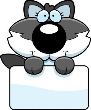 Cartoon Wolf Pup Sign