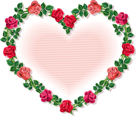 heart-shaped wreath made up some roses.