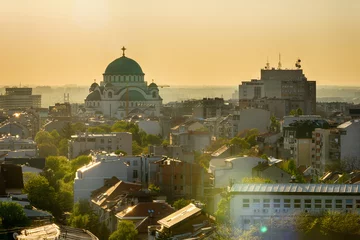 Photo sur Plexiglas Monument Belgrade panorama with temple of Saint Sava