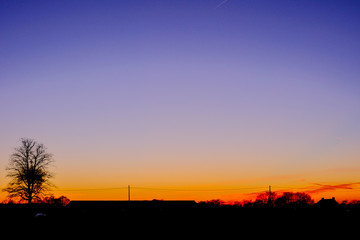 Colorful countryside sunset