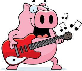 Cartoon Pig Guitar