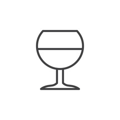 Alcohol beverage, wine glass line icon, outline vector sign, linear style pictogram isolated on white. Symbol, logo illustration. Editable stroke. Pixel perfect