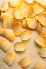 Delicious chipsl on table close-up