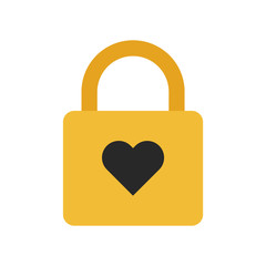 Flat icon heart padlock isolated on white background. Vector illustration.