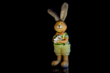 Easter bunny isolated on black background
