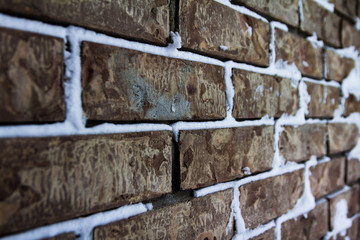 Brick Wall With Snow