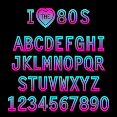 I love 80s. Retro font in traditional colors and style