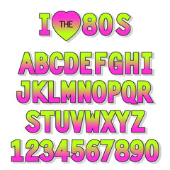 I love 80s. Retro font in traditional colors and style