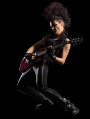 Fototapeta premium Hard rock singer young woman