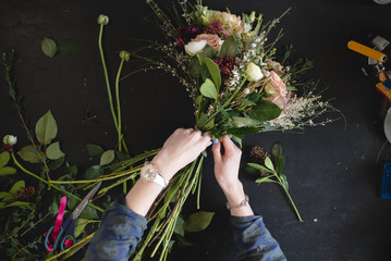 Work florist top view
