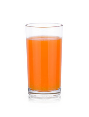 Orange juice glass, isolated on white background