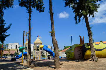 Bunker on playground in housing estate