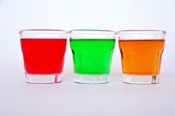 alcohol shots in different colors
