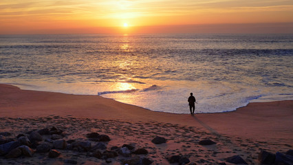 Magical sunset over Atlantic ocean off the coast of Portugal