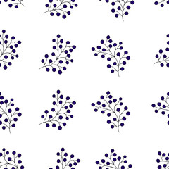Floral seamless pattern with branches and berries.