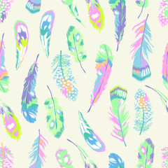 Sweet pastel feather print - seamless background