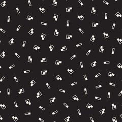 Seamless primitive jumble minimalism patterns. Randomly scattered geometric shapes. Abstract retro backgroun