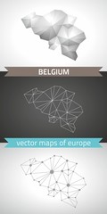Belgium collection of vector design modern maps, gray and black and silver dot outline mosaic 3d map