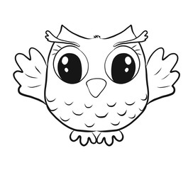 Children's coloring, funny big-eyed little owl