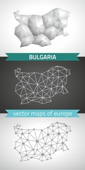Bulgaria collection of vector design modern maps, gray and black and silver dot outline mosaic 3d map