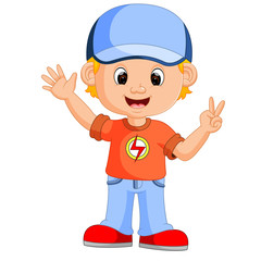 Cute boy cartoon good posing